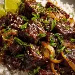 Honey Garlic Lamb with Pickled Cucumber Recipe