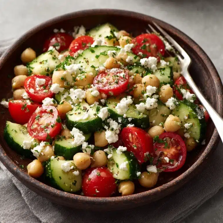 Easy Chickpea Cucumber Salad with Feta and Tomatoes Recipe