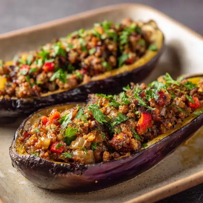 Lamb-Stuffed Roasted Eggplant Recipe
