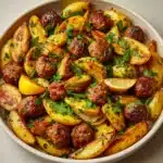One-Pan Greek Meatballs and Potatoes Recipe