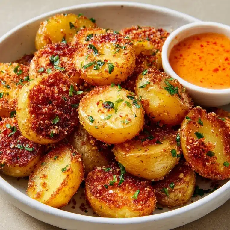 Crunchy Parmesan Crusted Potatoes with Tobiko Gochujang Dip Recipe