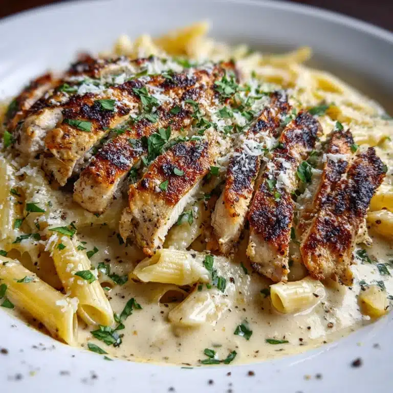 Creamy Garlic Parmesan Pasta with Pan-Seared Chicken Recipe