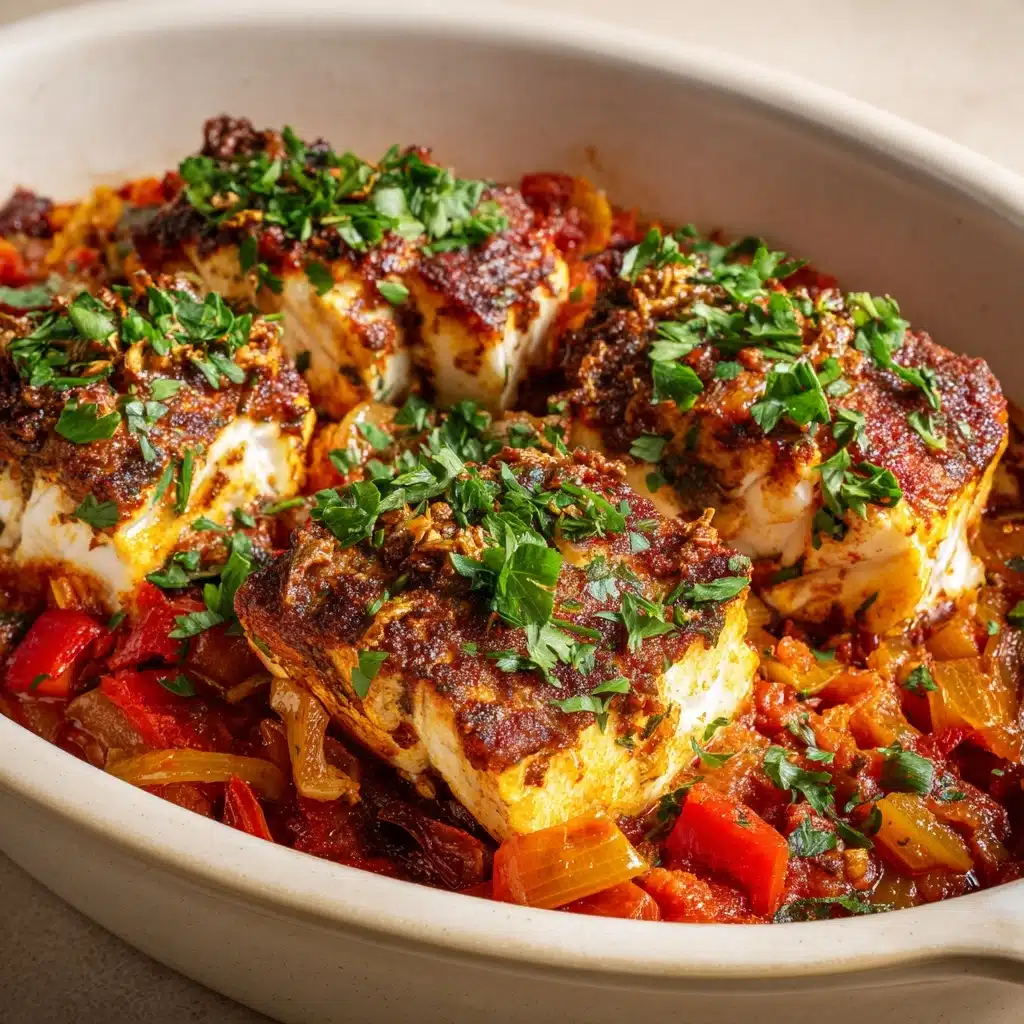 Herb Baked Fish with Rainbow Bell Peppers Recipe - Recipe Image
