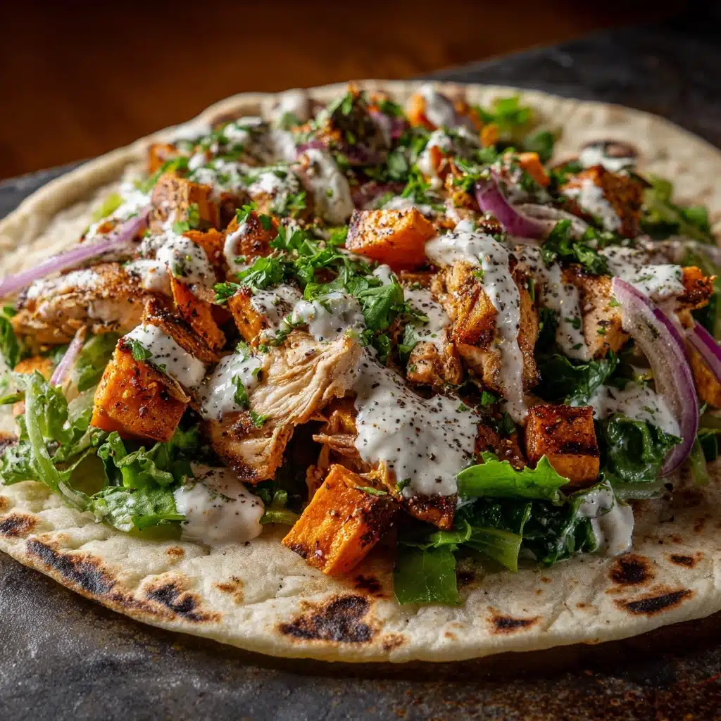Curry Chicken Gyro and Tahini Sweet Potatoes Recipe - Recipe Image