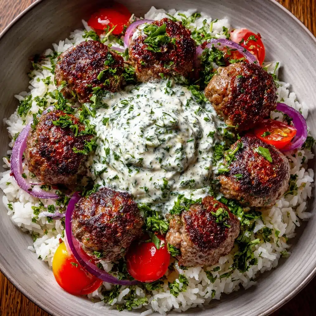 Greek Meatball Bowl with Tzatziki, Rice & Fresh Veggies Recipe - Recipe Image