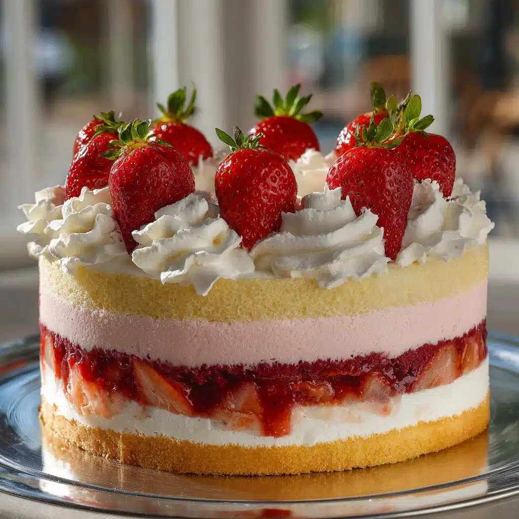 Vanilla Strawberry Ombre Cake Recipe - Recipe Image