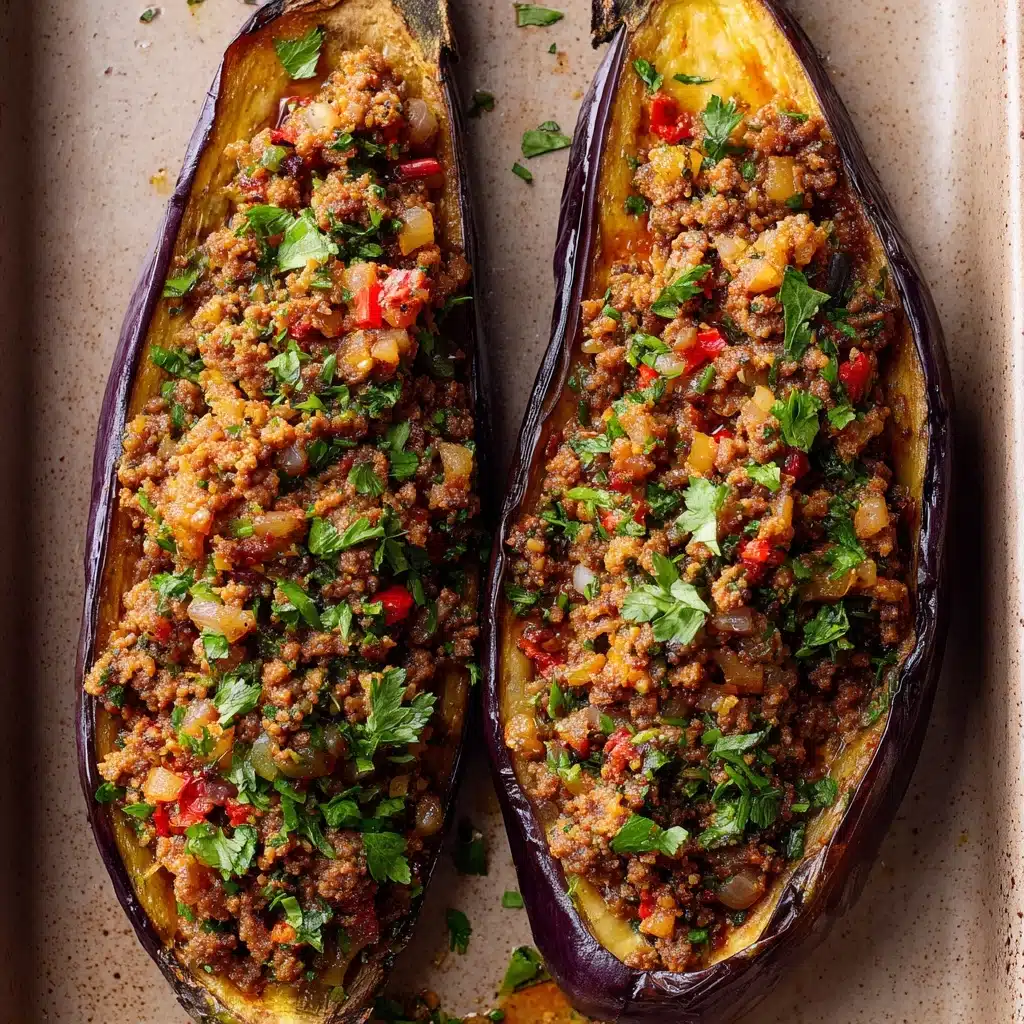 Lamb-Stuffed Roasted Eggplant Recipe - Recipe Image