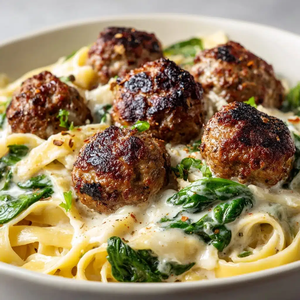 Chicken Ricotta Meatballs in Spinach Alfredo Sauce Recipe - Recipe Image
