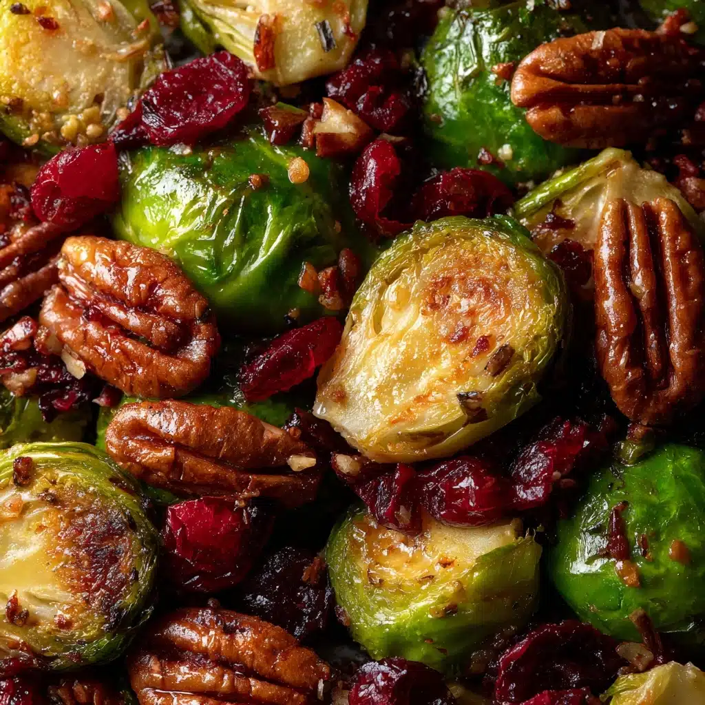 Balsamic Roasted Brussels Sprouts with Cranberries & Pecans Recipe - Recipe Image