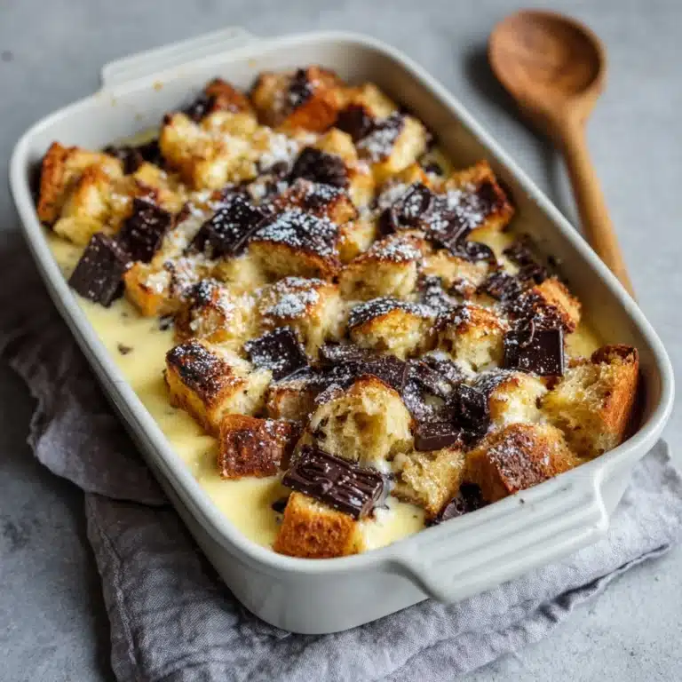 Chocolate Chip Bread Pudding with Cream Sauce Recipe