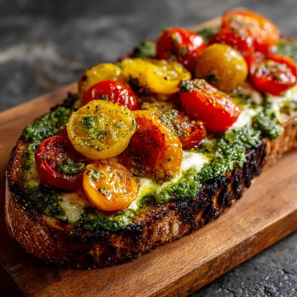 Open-Face Pesto (Cheddar and Tomato Baguette Sandwich) Recipe - Recipe Image