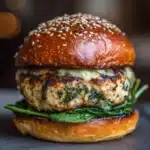 White Cheddar and Spinach Chicken Burgers Recipe