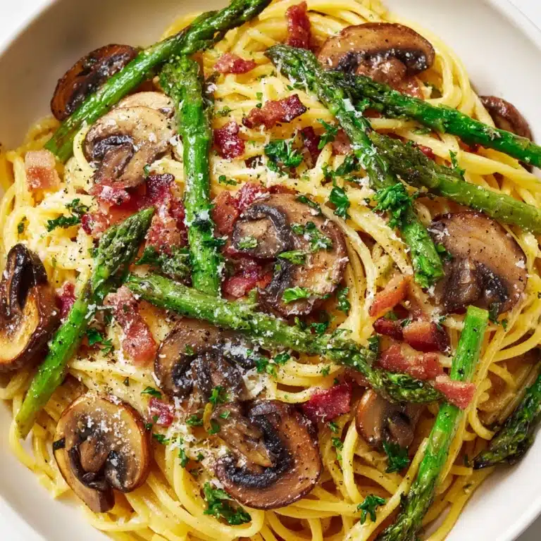 Roasted Asparagus and Mushroom Carbonara Recipe