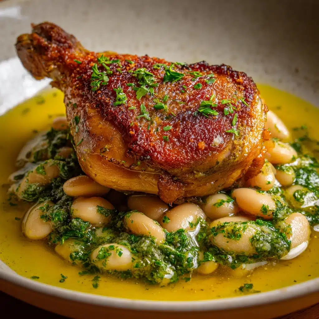 One-Pan Crispy Chicken with Cannellini Beans and Pistachio Pesto Recipe - Recipe Image