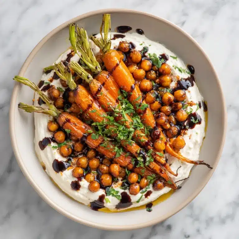 Spicy Maple Roast Carrots with Crispy Chickpeas and Yogurt Sauce Recipe