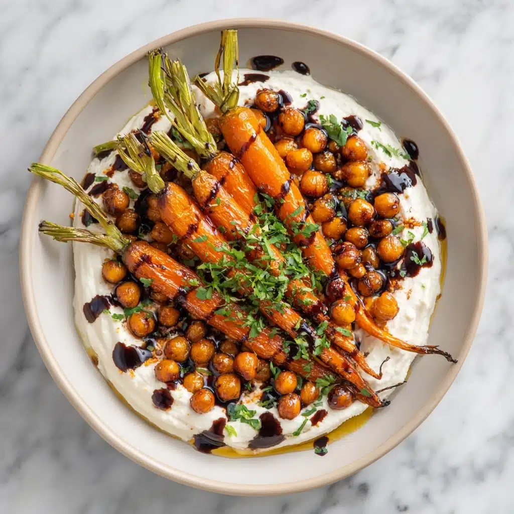 Spicy Maple Roast Carrots with Crispy Chickpeas and Yogurt Sauce Recipe
