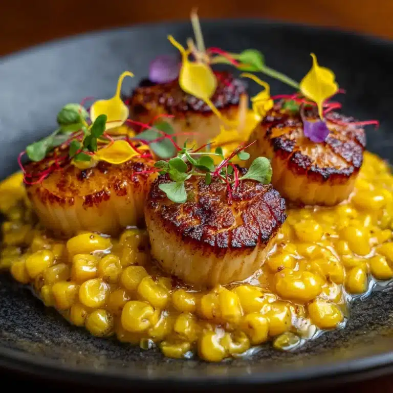 Seared Scallops with Smoky Sweet Corn Puree Recipe