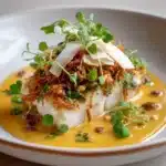 Herb-Crusted Sea Bass with Toasted Coconut and Tomato Dressing Recipe
