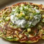 Zucchini, Feta, and Spinach Fritters with Garlic Tzatziki Recipe