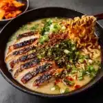 Fiery Chicken Ramen with Creamy Garlic Sauce Recipe