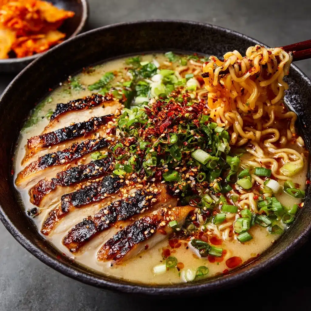 Fiery Chicken Ramen with Creamy Garlic Sauce Recipe