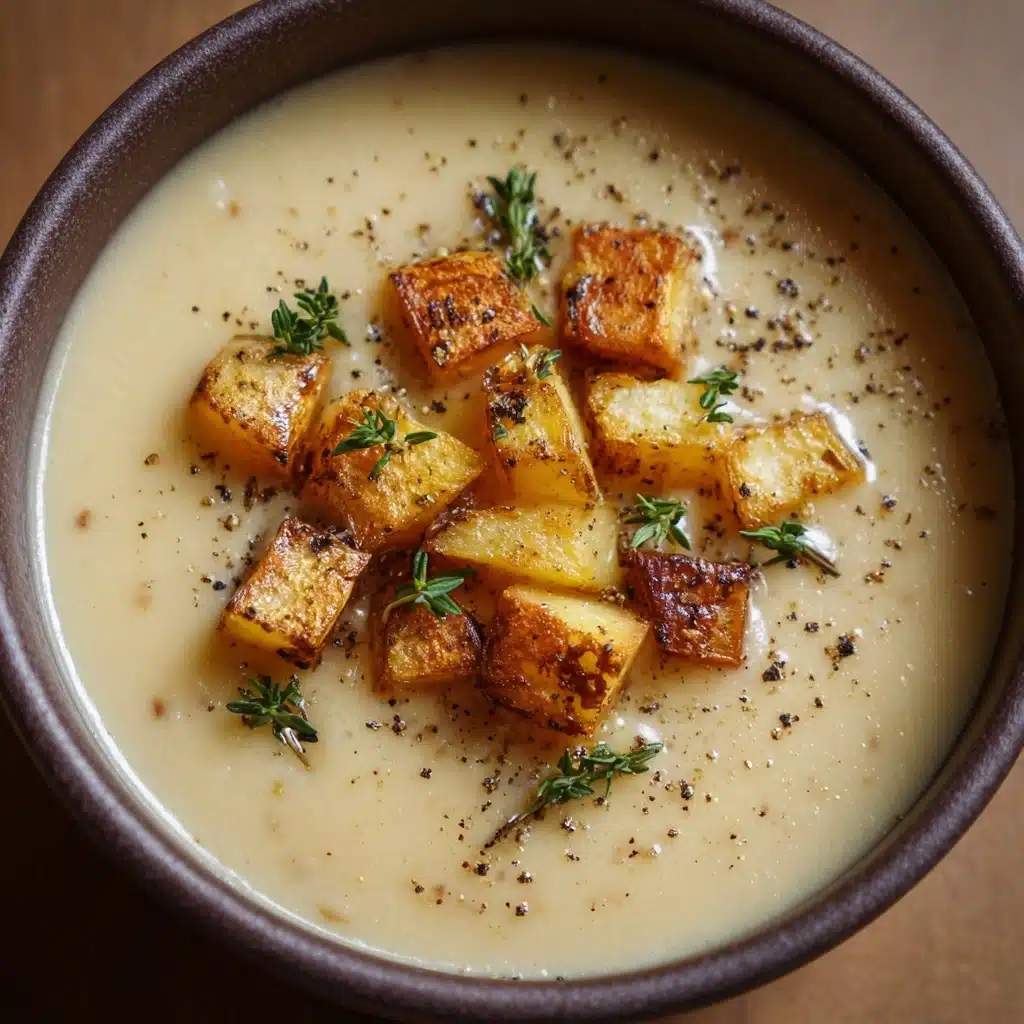 Creamy Roasted Garlic Potato Soup Recipe - Recipe Image