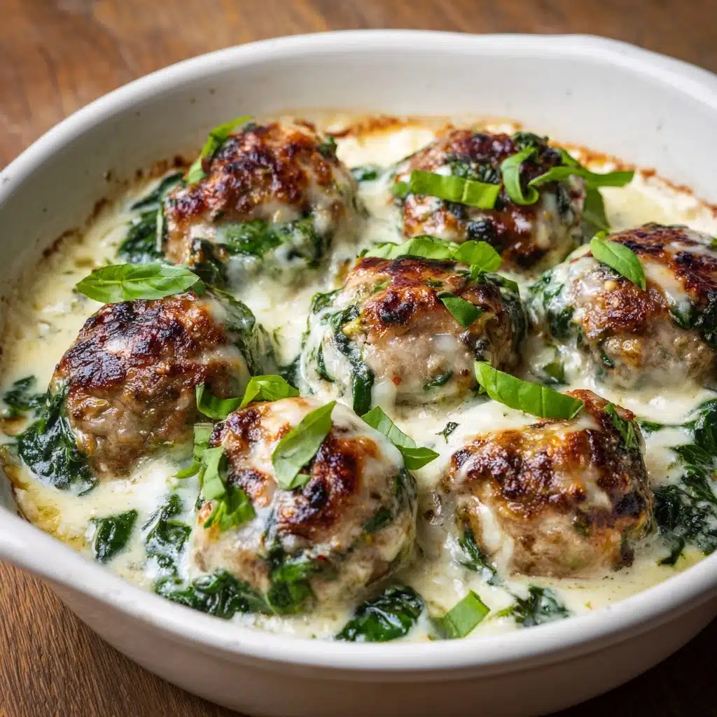 Southern Style Baked Chicken Ricotta Meatballs with Spinach Alfredo Sauce Recipe