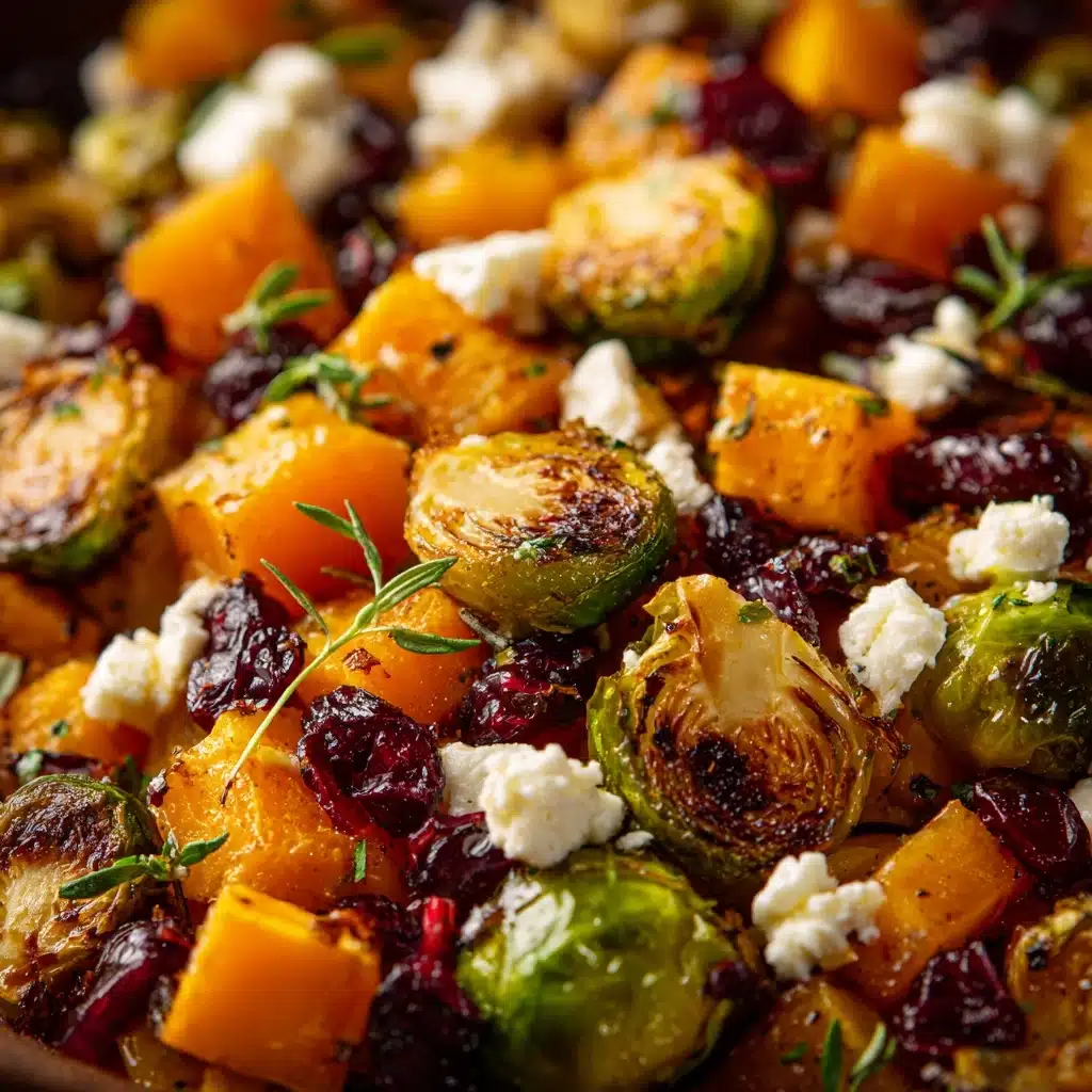 Cranberry-Glazed Roasted Butternut Squash, Brussels Sprouts Recipe - Recipe Image