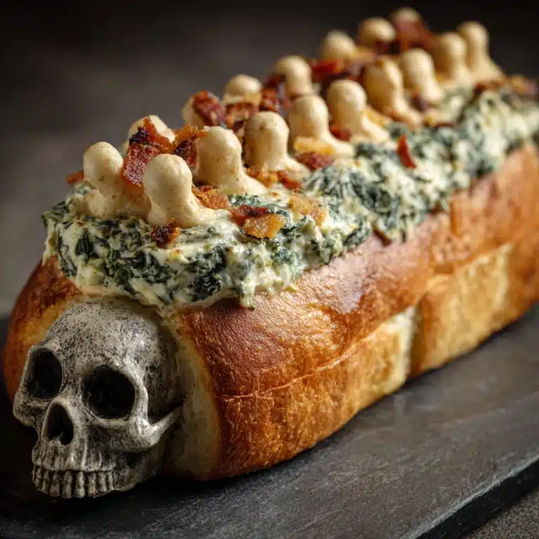 Halloween Lipton Spinach Dip in a Coffin Bread Bowl Recipe