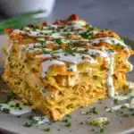 Cheesy Buffalo Chicken Lasagna with Ranch Drizzle Recipe