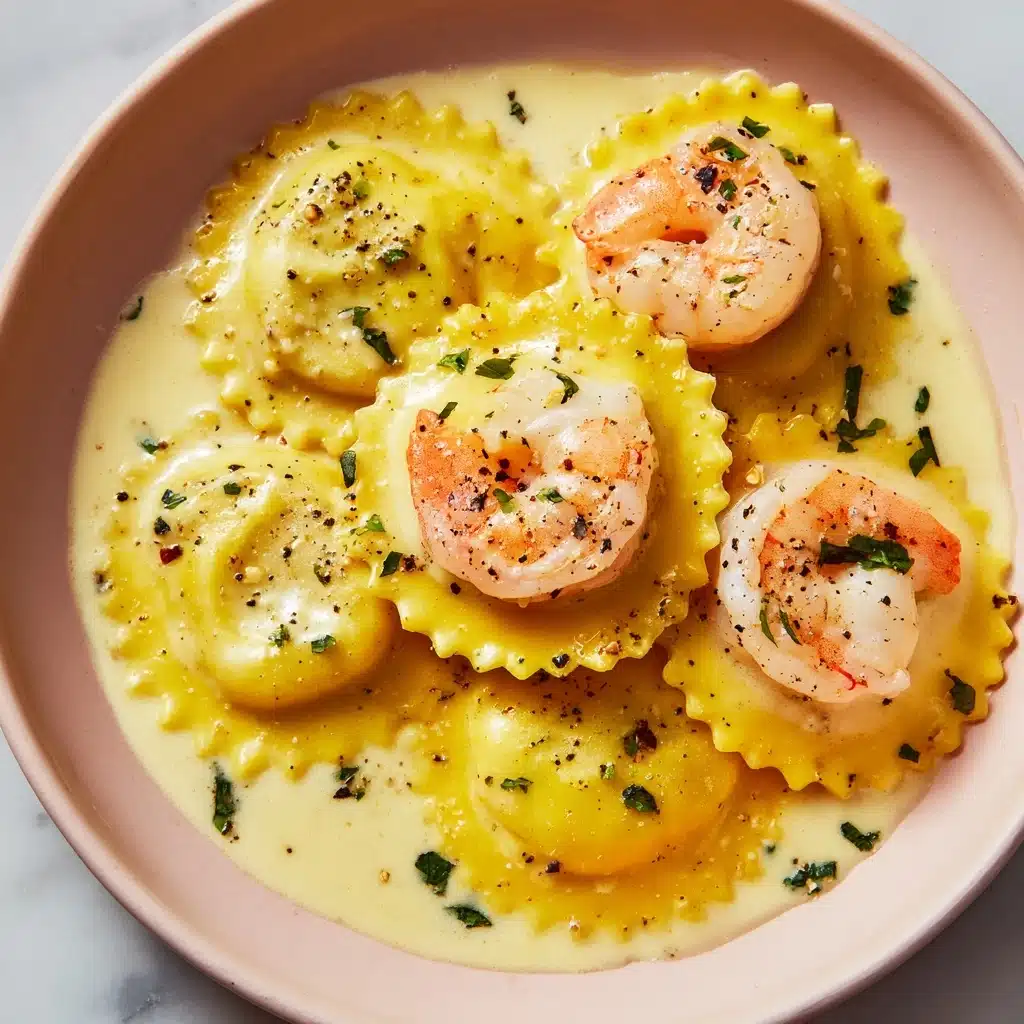 Shrimp Ravioli in Creamy Garlic Sauce Recipe