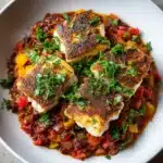 Herb Baked Fish with Rainbow Bell Peppers Recipe