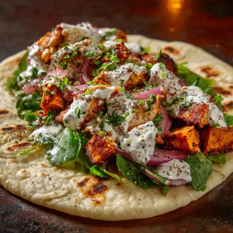 Curry Chicken Gyro and Tahini Sweet Potatoes Recipe