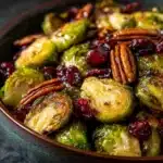 Balsamic Roasted Brussels Sprouts with Cranberries & Pecans Recipe