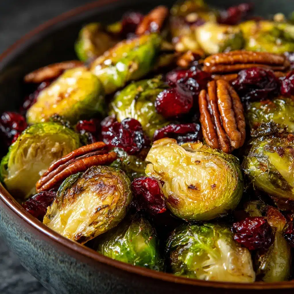 Balsamic Roasted Brussels Sprouts with Cranberries & Pecans Recipe - Recipe Image