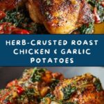 Herb-Crusted Roast Chicken with Garlic Potatoes Recipe
