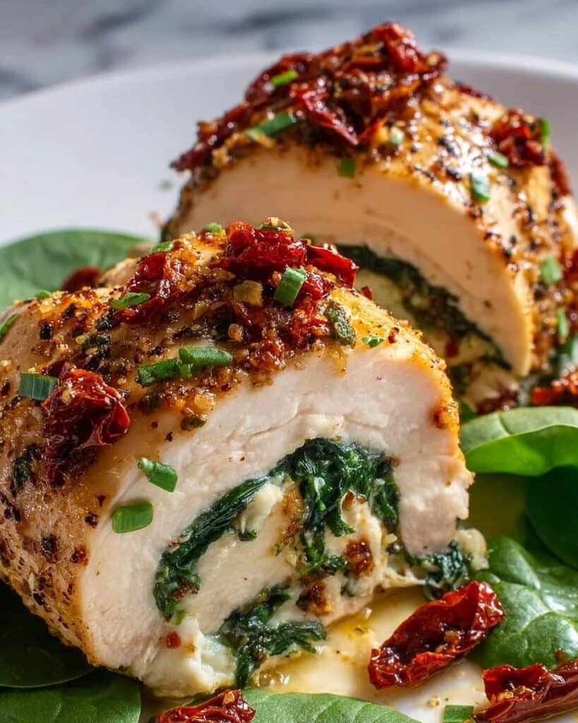 Stuffed Chicken Breast with Spinach, Sun-Dried Tomatoes, and Mozzarella Recipe