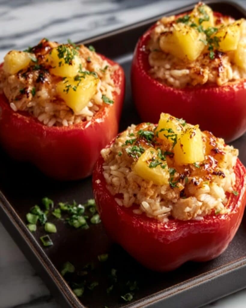 Teriyaki Pineapple Chicken & Rice Stuffed Peppers Recipe