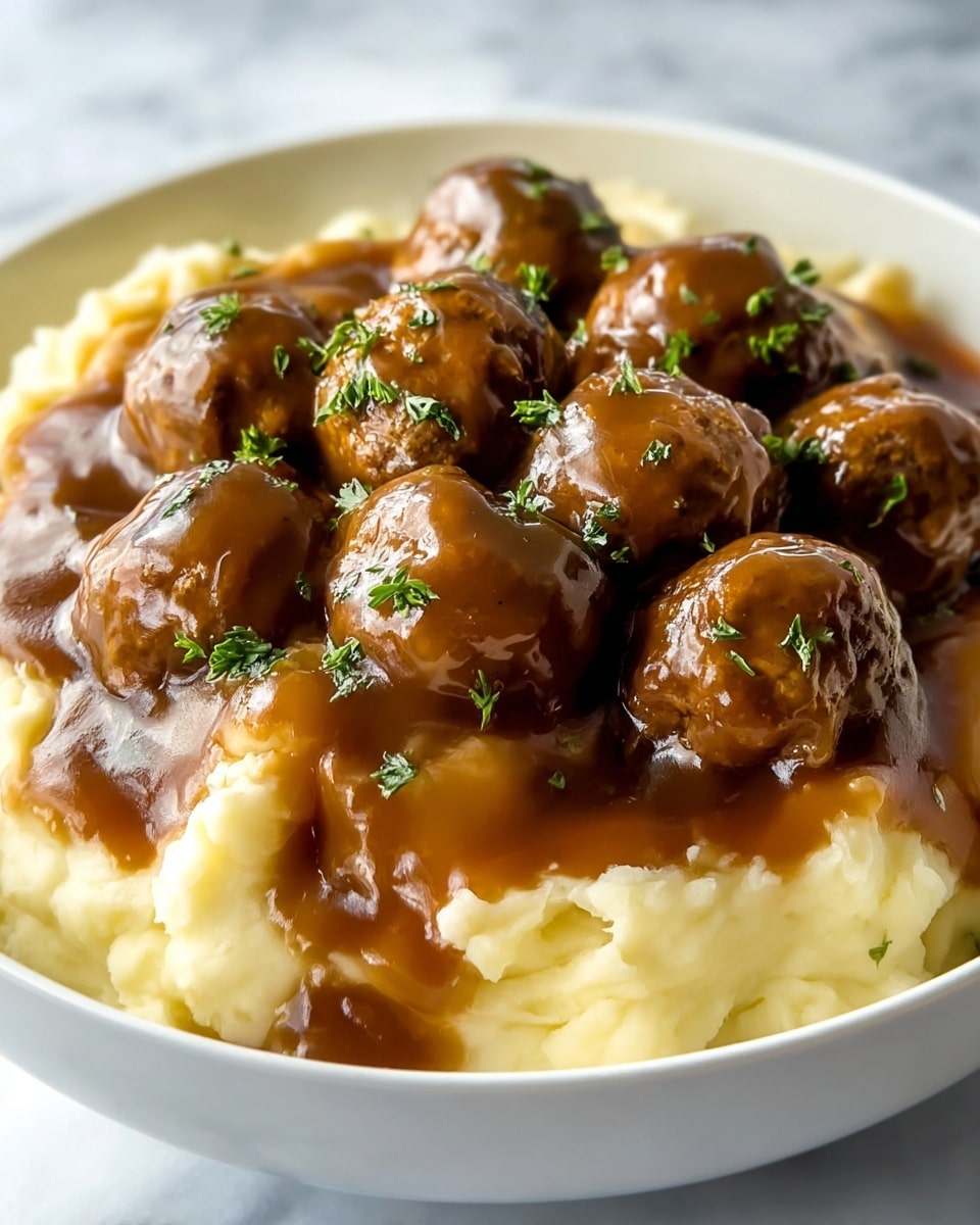 Irresistible Salisbury Meatballs & Mashed Potatoes Recipe