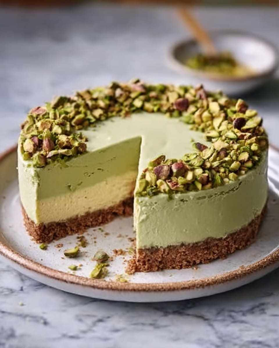 Pistachio Cheesecake with Almond Crust Recipe