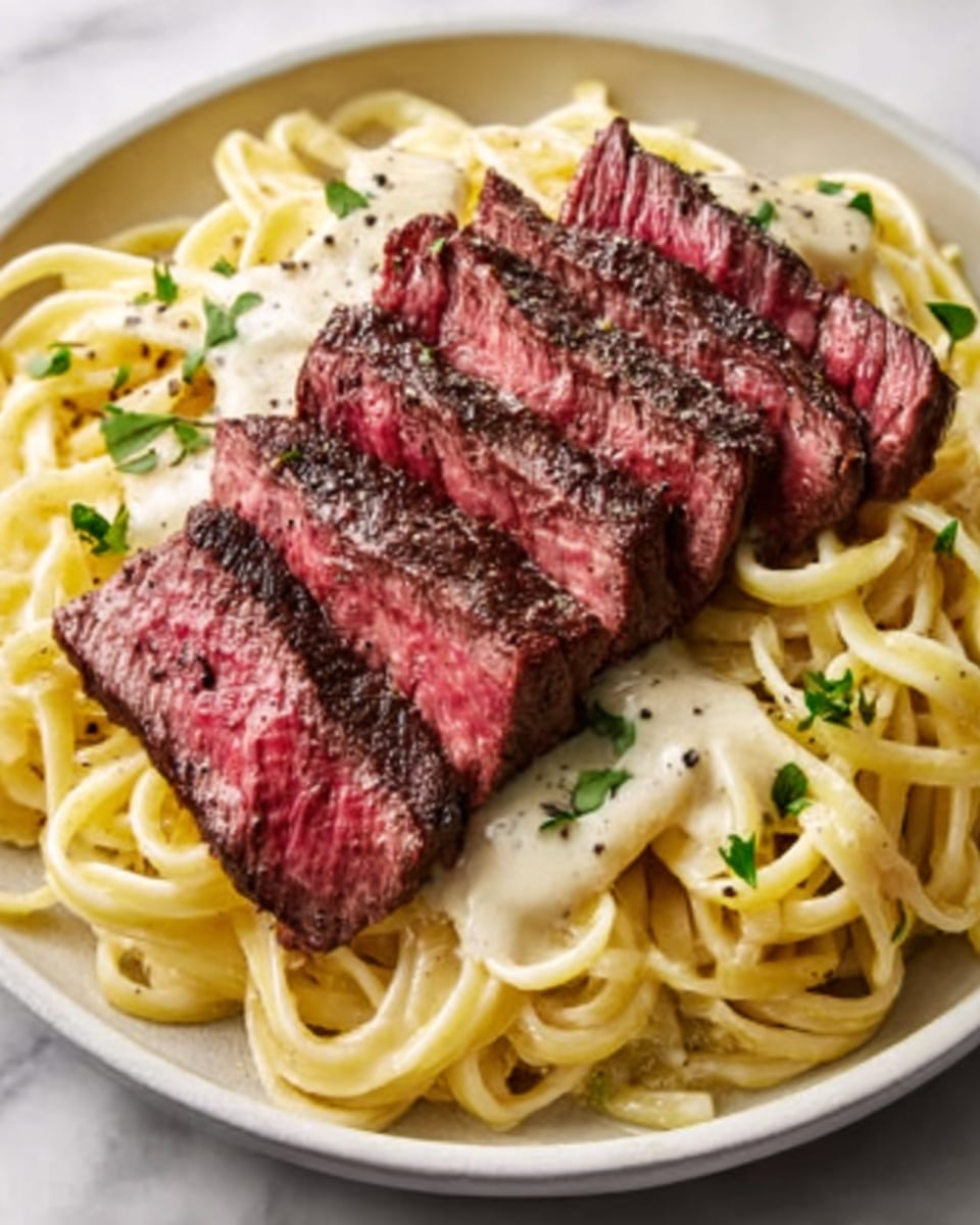 Creamy Cajun Steak Alfredo Recipe - Recipe Image
