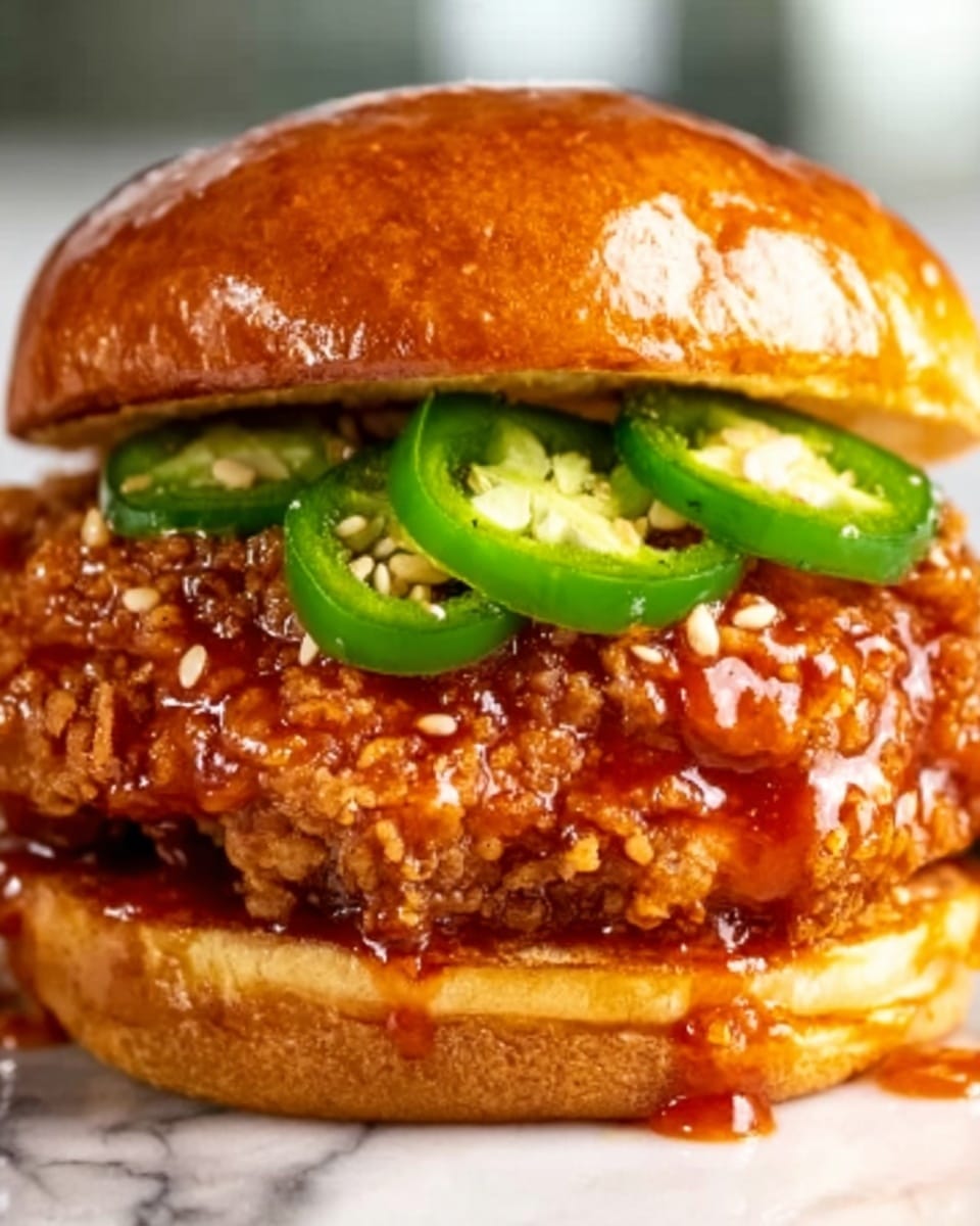 Jalapeno Honey Drenched Crispy Fried Chicken Sandwich Recipe - Recipe Image