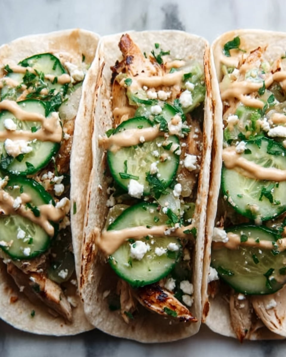 Teriyaki Chicken Tacos with Creamy Sesame Cucumbers Recipe - Recipe Image