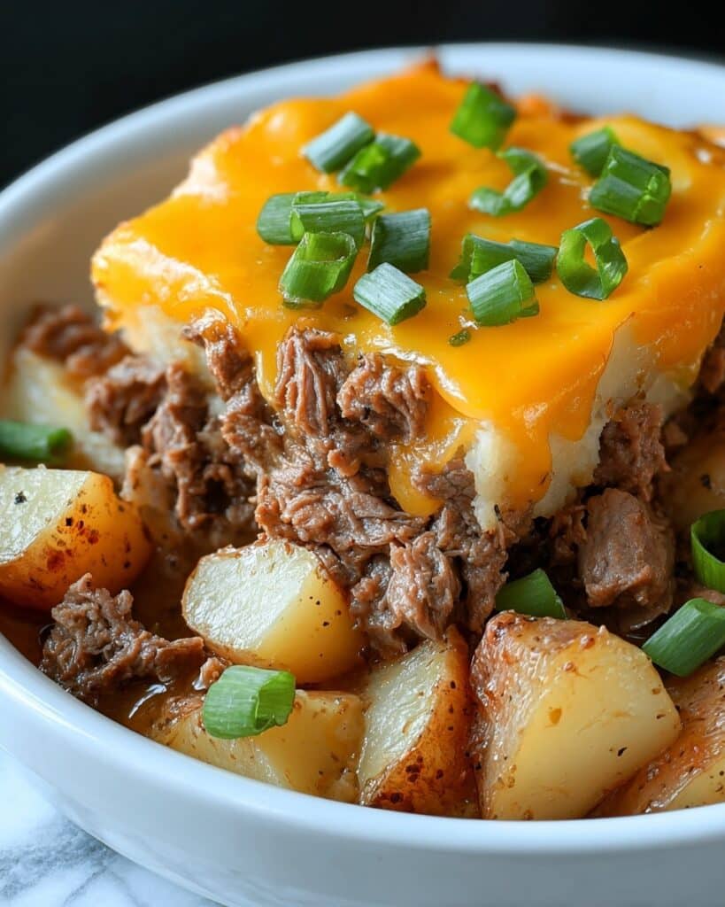 Crockpot Loaded Steak and Potato Bake Recipe