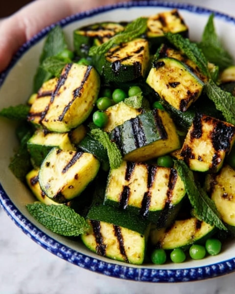 Grilled Zucchini, Halloumi & Pea Salad with Mint, Dijon, and Lemon Recipe - Recipe Image