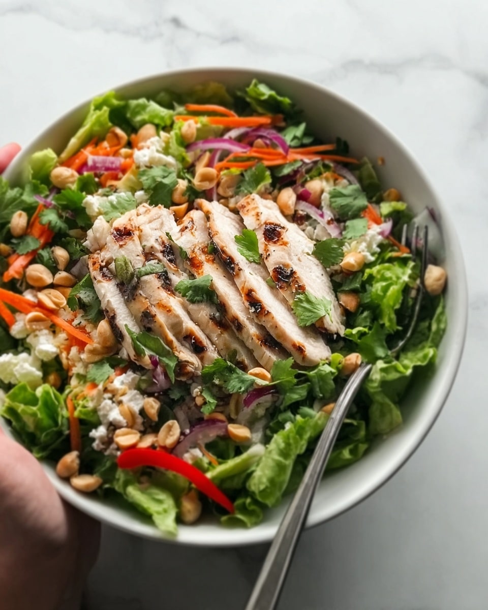Thai Chicken Salad with Cilantro, Mint, and Peanut Dressing Recipe - Recipe Image
