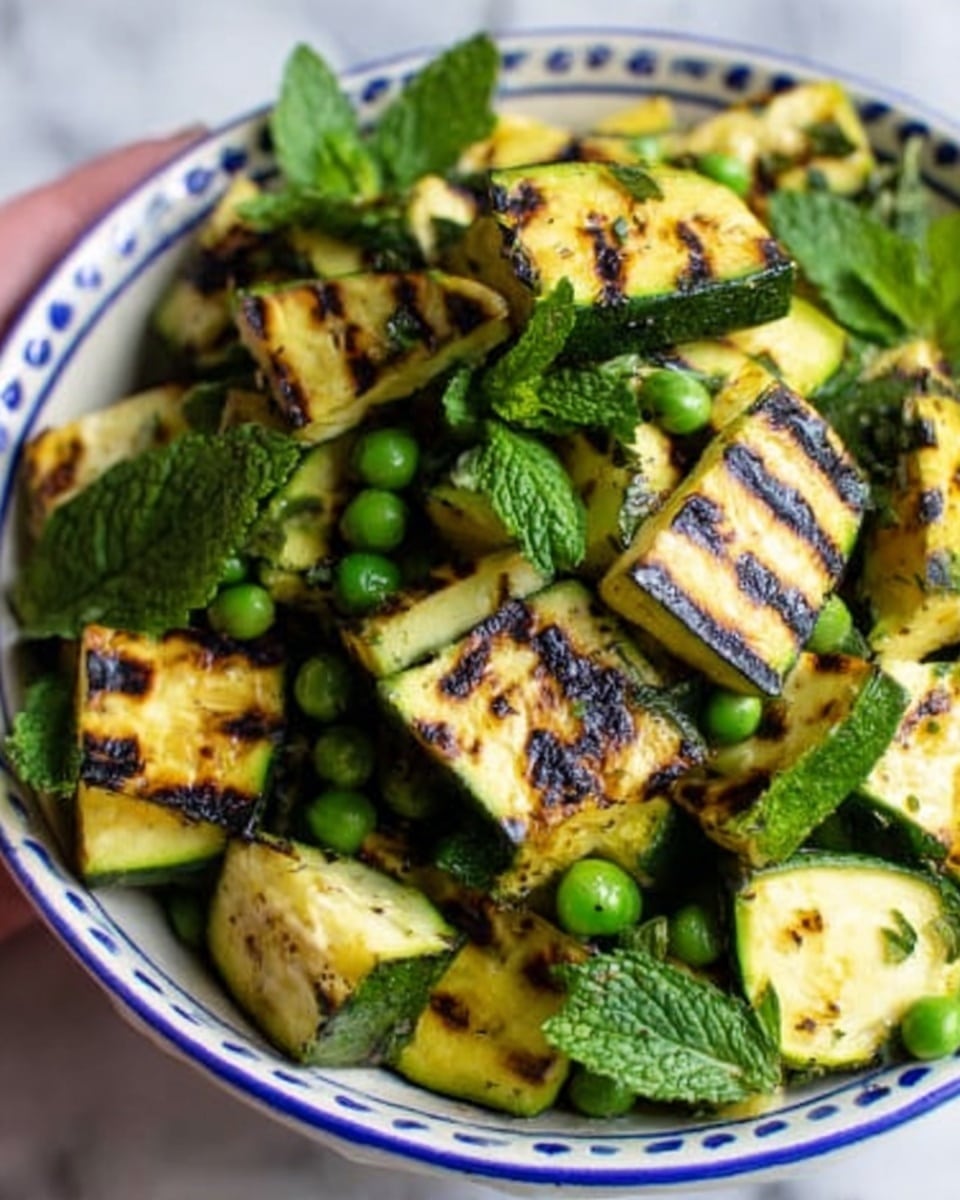 Grilled Zucchini, Halloumi & Pea Salad with Mint, Dijon, and Lemon Recipe - Recipe Image