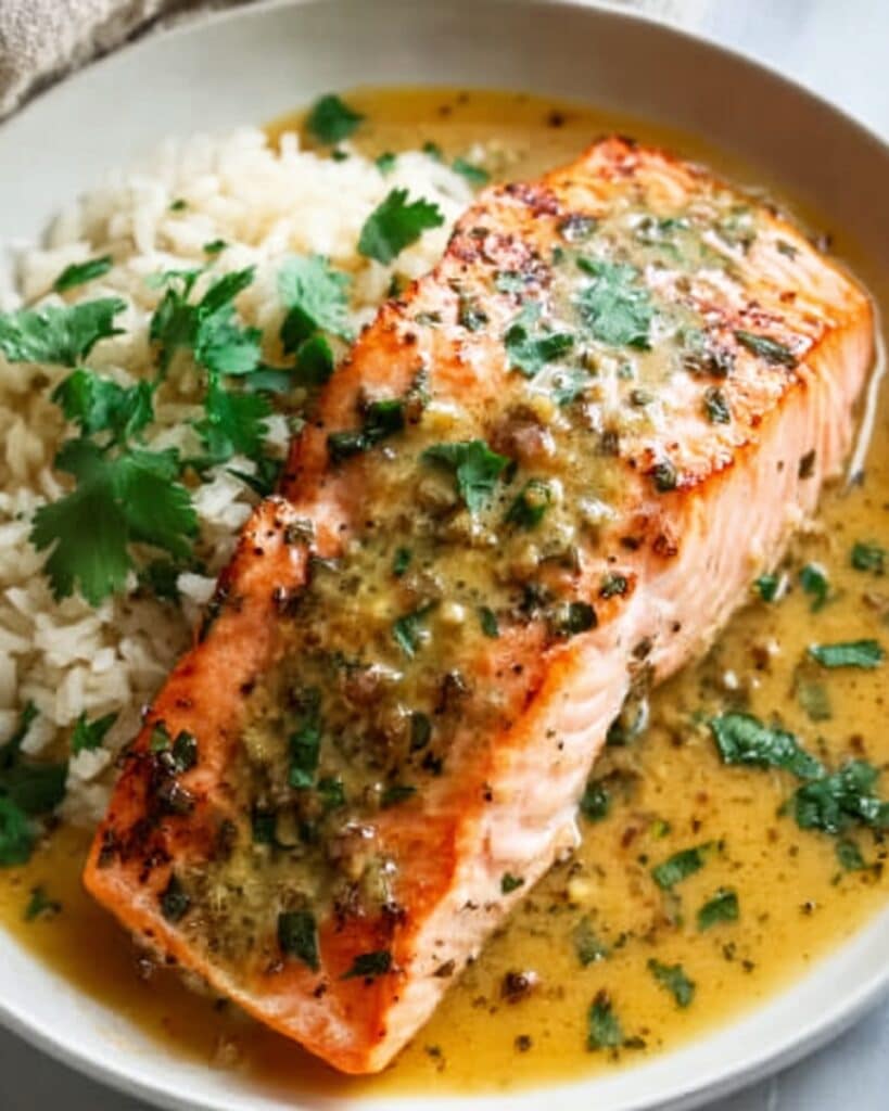 Salmon in Creamy Red Pesto Sauce Recipe