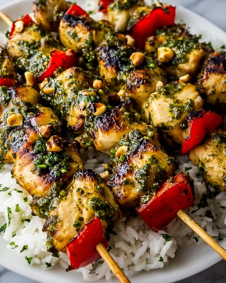 Thai Spicy Basil Chicken Skewers with Cashew Sauce and Gremolata Topping Recipe - Recipe Image