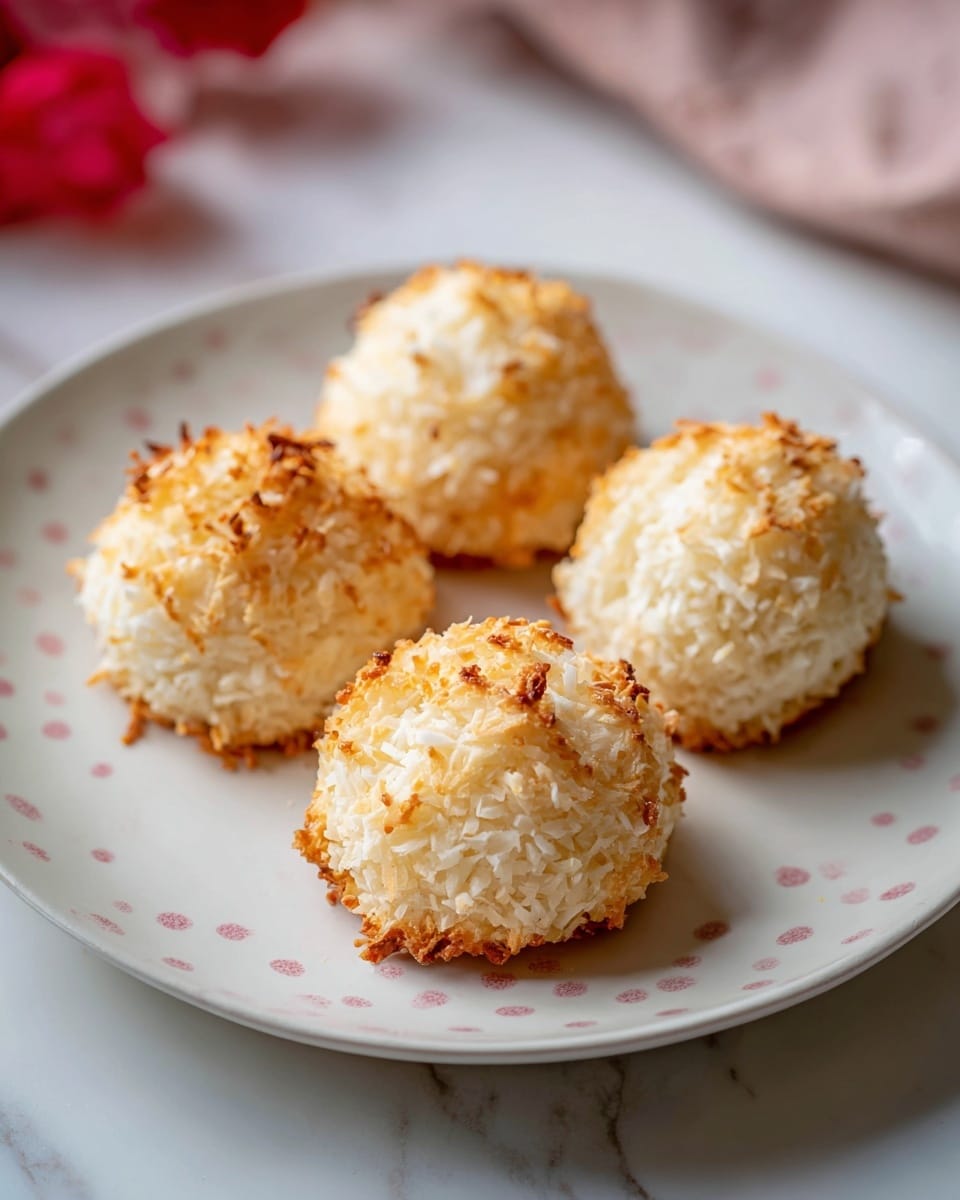 Chocolate-Dipped Coconut Macaroons with Heart-Shaped Sprinkles Recipe - Recipe Image
